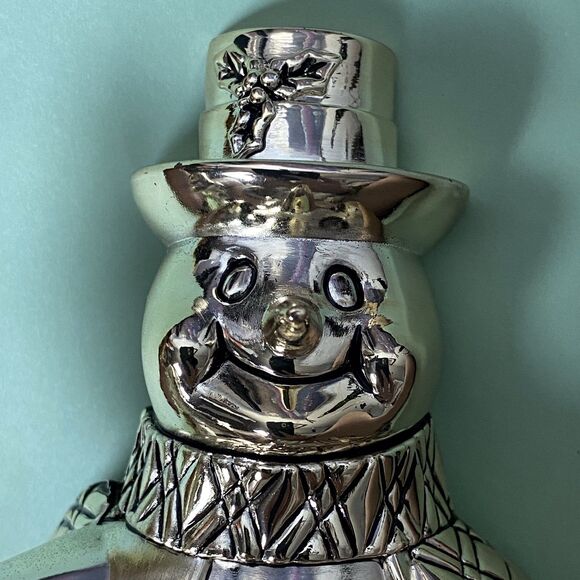 Snowman Silver Plated Wine Bottle Holder - Christmas Holiday Hosting Hostess - Picture 7 of 11